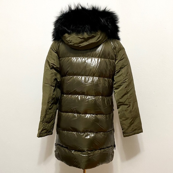 10 Crosby Derek Lam Green Loden Puffer Hood Faux Fur Parka - Picture 7 of 10